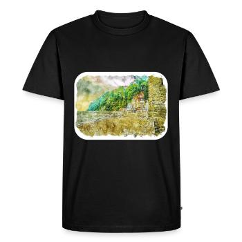 Angleterre Royaume-Uni Aquarelle Esquisse Peinture Illustration - T-shirt Premium bio Homme - noir - Devant - Nico (187cm)
