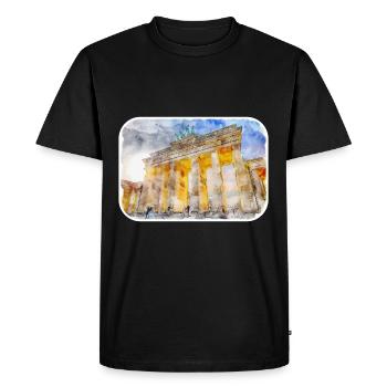 Berlin Allemagne Aquarelle Esquisse Dessinée Peinture - T-shirt Premium bio Homme - noir - Devant - Nico (187cm)