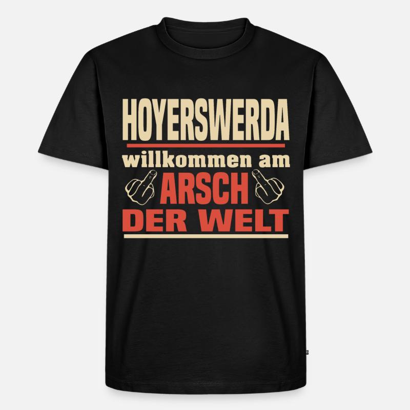 Arsch der Welt Hoyerswerda - Männer Premium Bio T-Shirt - Schwarz