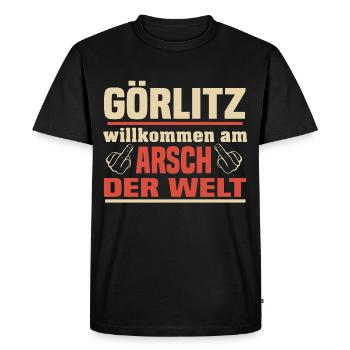Arsch der Welt Görlitz - Männer Premium Bio T-Shirt - Schwarz - Vorne - Nico (187cm)