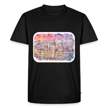 Budapest Aquarelle Esquisse Dessinée à la Main Illustration - T-shirt Premium bio Homme - noir - Devant - Nico (187cm)