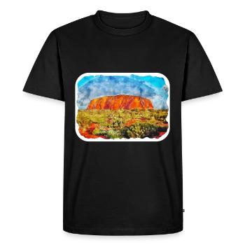 Australie Aquarelle Esquisse Dessinée à la Main Peinture - T-shirt Premium bio Homme - noir - Devant - Nico (187cm)