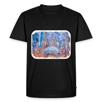 Chicago USA Watercolor Sketch Drawn Illustration - Men's Premium Organic T-Shirt - black - Front - Nico (187cm)