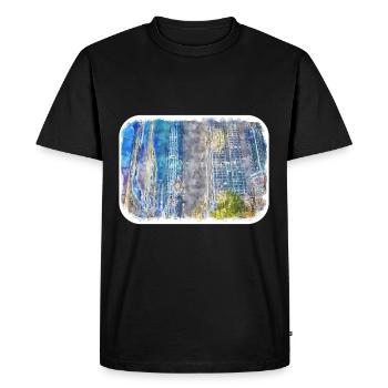 Tianjin Chine Aquarelle Sketch Illustration - T-shirt Premium bio Homme - noir - Devant - Nico (187cm)