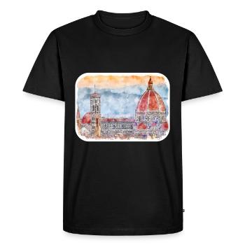 Florence Italy Watercolor Sketch Illustration - Men's Premium Organic T-Shirt - black - Front - Nico (187cm)
