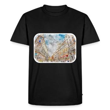 Barcelone Espagne Aquarelle Esquisse Dessin Dessiné - T-shirt Premium bio Homme - noir - Devant - Nico (187cm)