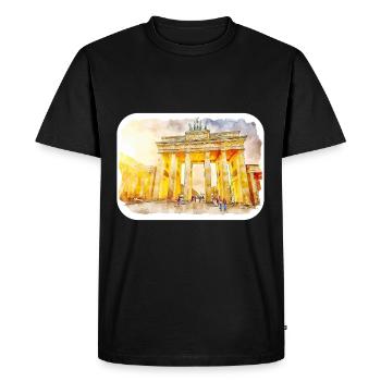 Berlin Allemagne Aquarelle Esquisse Dessinée Peinture - T-shirt Premium bio Homme - noir - Devant - Nico (187cm)