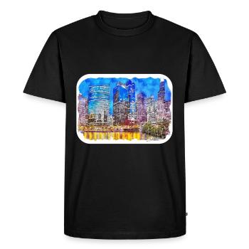 Chicago USA Watercolor Sketch Drawn Illustration - Men's Premium Organic T-Shirt - black - Front - Nico (187cm)