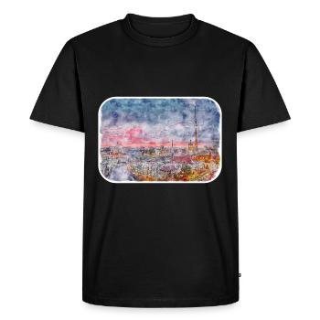 Berlin Allemagne Aquarelle Esquisse Dessinée Peinture - T-shirt Premium bio Homme - noir - Devant - Nico (187cm)