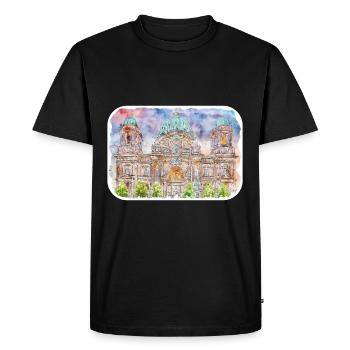 Berlin Allemagne Aquarelle Sketch Illustration - T-shirt Premium bio Homme - noir - Devant - Nico (187cm)