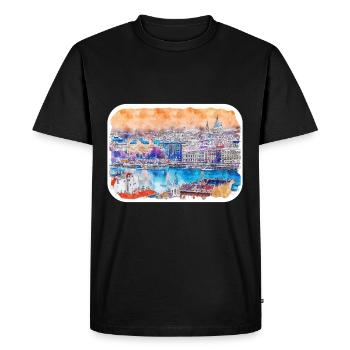 Budapest Hungary Watercolor Sketch Illustration - Men's Premium Organic T-Shirt - black - Front - Nico (187cm)