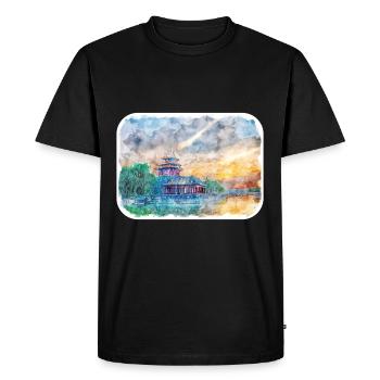 Esquisse d’aquarelle de Chine Illustration dessinée à la main - T-shirt Premium bio Homme - noir - Devant - Nico (187cm)