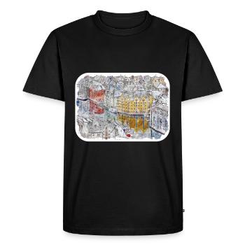 Norvège Aquarelle Esquisse Dessinée à la main Illustration - T-shirt Premium bio Homme - noir - Devant - Nico (187cm)