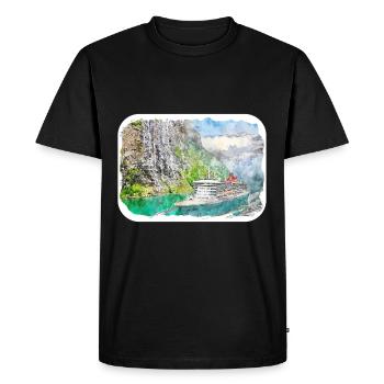 Norvège Aquarelle Esquisse Dessinée à la main Illustration - T-shirt Premium bio Homme - noir - Devant - Nico (187cm)