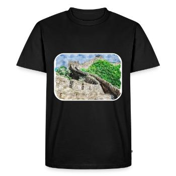 Illustration de l’esquisse à l’aquarelle de Pékin - T-shirt Premium bio Homme - noir - Devant - Nico (187cm)