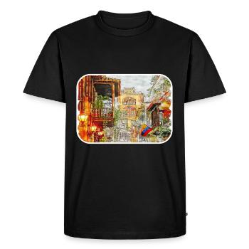 Cartagena Colombia Watercolor Sketch Illustration - Men's Premium Organic T-Shirt - black - Front - Nico (187cm)