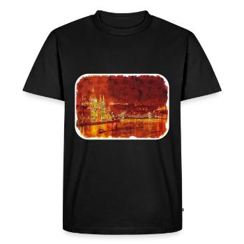 Budapest Hungary Watercolor Sketch Illustration - Men's Premium Organic T-Shirt - black - Front - Nico (187cm)