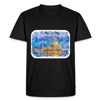 Ecosse Royaume-Uni Aquarelle Esquisse Peinture Illustratio - T-shirt Premium bio Homme - noir - Devant - Nico (187cm)