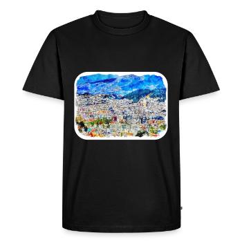 Quito Équateur Aquarelle Dessin Illustration - T-shirt Premium bio Homme - noir - Devant - Nico (187cm)