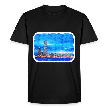 Busan South Korea Watercolor Sketch - Men's Premium Organic T-Shirt - black - Front - Nico (187cm)