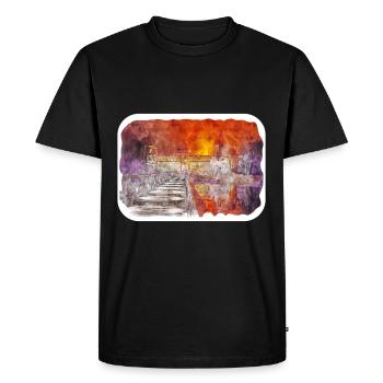 Lithuania Landmark Watercolor Sketch Illustration - Men's Premium Organic T-Shirt - black - Front - Nico (187cm)