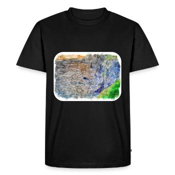 Irlande Royaume-Uni Aquarelle Esquisse Peinture Illustration - T-shirt Premium bio Homme - noir - Devant - Nico (187cm)