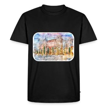 Barcelone Espagne Aquarelle Sketch Illustration - T-shirt Premium bio Homme - noir - Devant - Nico (187cm)