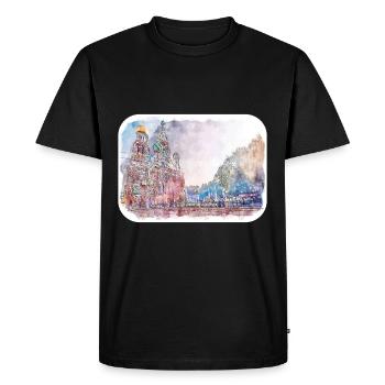 Saint-Pétersbourg Russie Aquarelle Esquisse Peinture - T-shirt Premium bio Homme - noir - Devant - Nico (187cm)