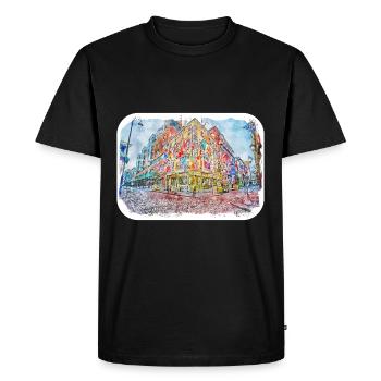 Irlande Royaume-Uni Aquarelle Esquisse Peinture Illustration - T-shirt Premium bio Homme - noir - Devant - Nico (187cm)