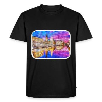 Allemagne Aquarelle Esquisse Dessinée à la main Illustration - T-shirt Premium bio Homme - noir - Devant - Nico (187cm)
