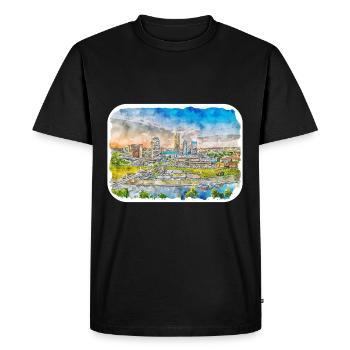 Lithuania Landmark Watercolor Sketch Illustration - Men's Premium Organic T-Shirt - black - Front - Nico (187cm)