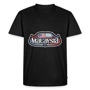 Logo de l’autocollant souvenir de voyage du drapeau de la Malaisie - T-shirt Premium bio Homme - noir - Devant - Nico (187cm)