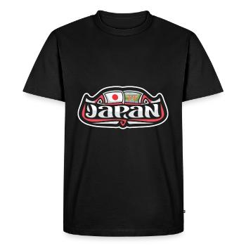 Logo de badge d’autocollant souvenir de voyage du drapeau du Japon - T-shirt Premium bio Homme - noir - Devant - Nico (187cm)