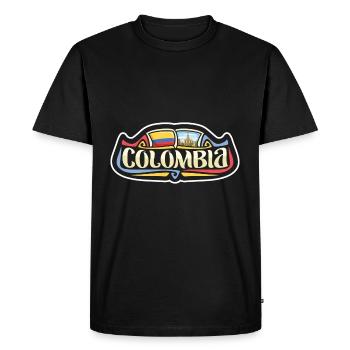 Colombie Drapeau Voyage Souvenir Autocollant Badge Logo - T-shirt Premium bio Homme - noir - Devant - Nico (187cm)