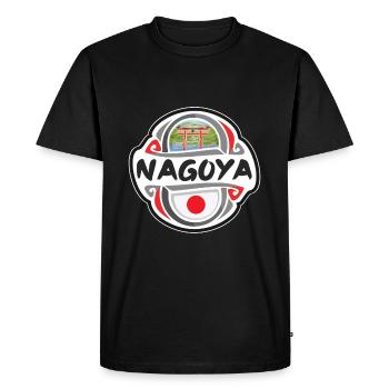 Nagoya Japon Drapeau Badge Voyage Souvenir Timbre - T-shirt Premium bio Homme - noir - Devant - Nico (187cm)