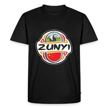 Zunyi China Flag Badge Souvenir de voyage Timbre souvenir - T-shirt Premium bio Homme - noir - Devant - Nico (187cm)