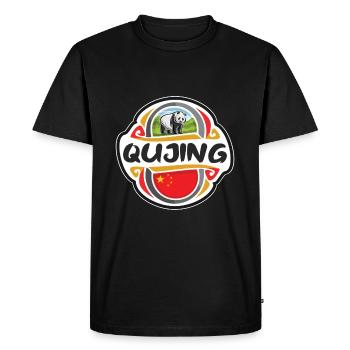 Qujing Chine Drapeau Badge Souvenir de Voyage Timbre - T-shirt Premium bio Homme - noir - Devant - Nico (187cm)