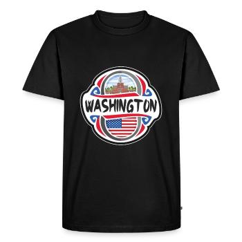 Washington USA Drapeau des États-Unis Souvenir de voyage - T-shirt Premium bio Homme - noir - Devant - Nico (187cm)