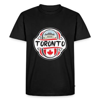 Toronto Canada Flag Badge Travel Souvenir Stamp - Men's Premium Organic T-Shirt - black - Front - Nico (187cm)