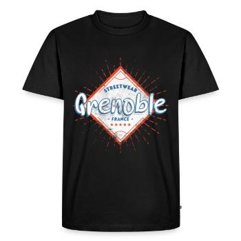 Grenoble France Ville Skyline Accueil Amour - T-shirt Premium bio Homme - noir - Devant - Nico (187cm)