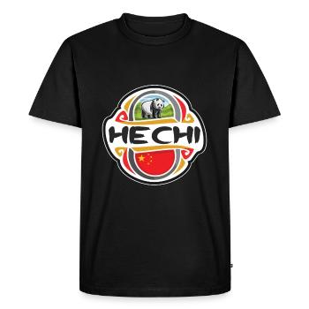 Hechi China Flag Badge Souvenir de voyage - T-shirt Premium bio Homme - noir - Devant - Nico (187cm)