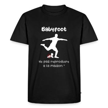 Babyfoot, jeu de mot amusant et original - T-shirt Premium bio Homme - noir - Devant - Nico (187cm)