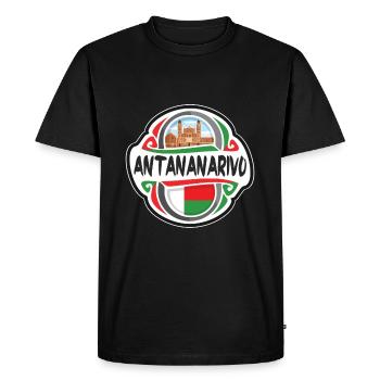 Antananarivo Madagascar Drapeau Voyage Souvenir Badge - T-shirt Premium bio Homme - noir - Devant - Nico (187cm)