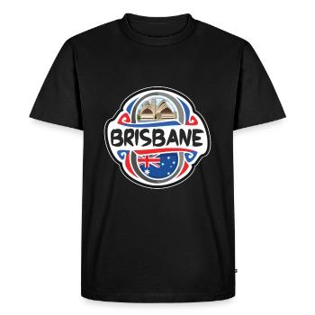 Brisbane Australie Drapeau Voyage Souvenir Badge Stam - T-shirt Premium bio Homme - noir - Devant - Nico (187cm)