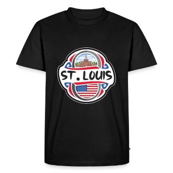 St. Louis États-Unis Drapeau des États-Unis Souvenir de voyage B - T-shirt Premium bio Homme - noir - Devant - Nico (187cm)