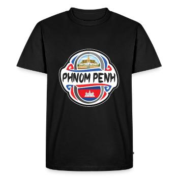 Phnom Penh Cambodia Flag Travel Souvenir Badge Sta - Men's Premium Organic T-Shirt - black - Front - Nico (187cm)