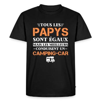 Idee Cadeau Papy Camping Car Fete des GrandPere - T-shirt Premium bio Homme - noir - Devant - Nico (187cm)