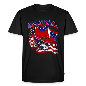 A Beautiful Cowboy Skull with US Flag Design - Men's Premium Organic T-Shirt - black - Front - Nico (187cm)