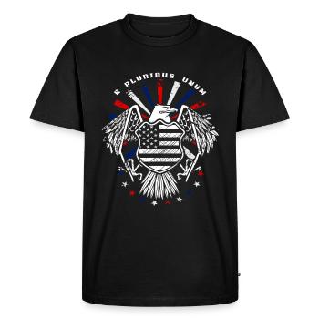 E Pluribus Unum with US flag and eagle - Men's Premium Organic T-Shirt - black - Front - Nico (187cm)
