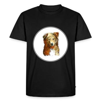 Basque Shepherd Dog Watercolor Sketch Illustration - Men's Premium Organic T-Shirt - black - Front - Nico (187cm)